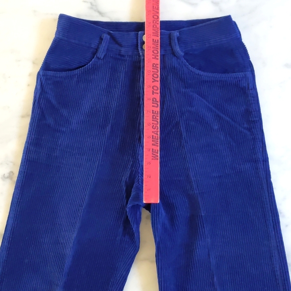 NWOT. High-Waisted Royal Blue Corduroy Straight Leg Pant with 4 Pockets. - Picture 2 of 6